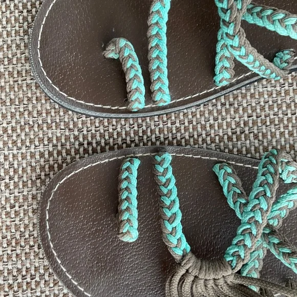 Plaka sandals,brown and teal.New size 8. - Picture 4 of 12
